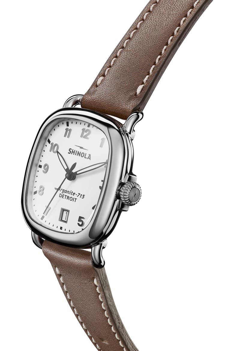 The Guardian Leather Strap Watch, 36mm, Alternate, color, MILKYWHITE