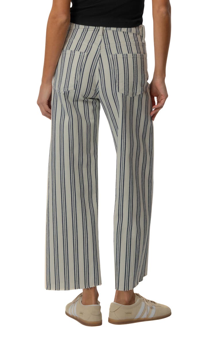 Gwen Stripe Raw Hem High Waist Ankle Wide Leg Jeans, Alternate, color, NAVY/IVORY