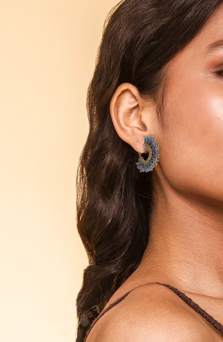 Deepa Gurnani Sierra Hoop Earrings, Alternate, color, Blue