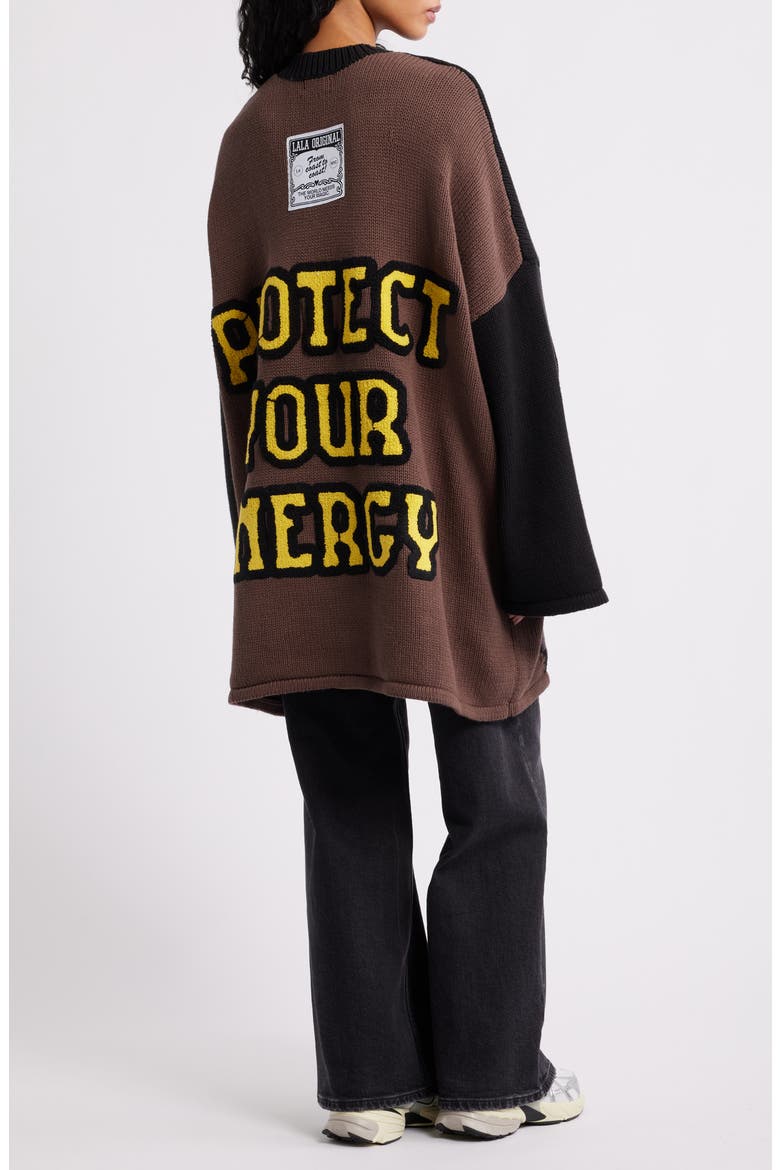 Protect Your Energy Oversize Sweater, Alternate, color, BROWN/BLACK