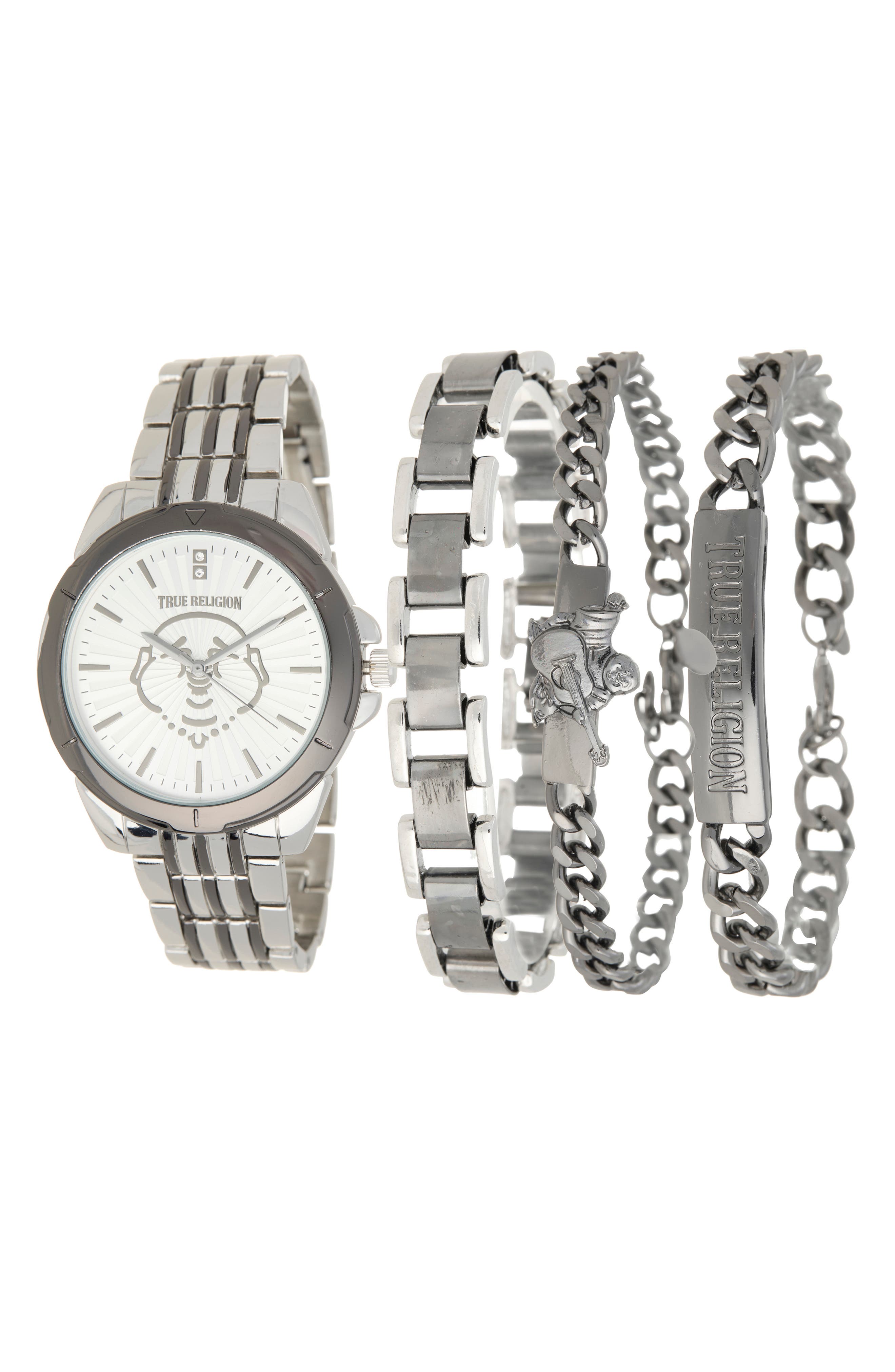 True Religion Two-Tone Buddha Bracelet Watch, 44.5mm & Assorted Bracelets Set