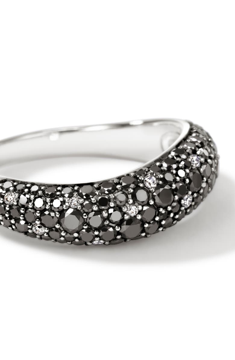 John Hardy Surf Ring, Sterling Silver, Black Sand Diamond Pavé, 5.7mm, Alternate, color, 