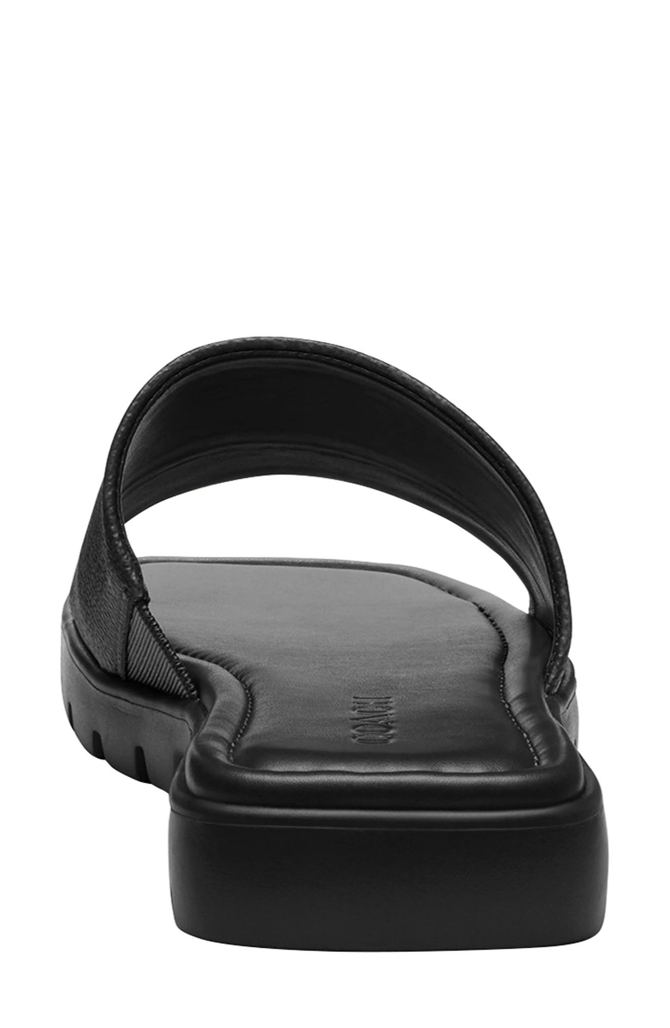 COACH Florence Signature Canvas Slide Sandal, Alternate, color, Black