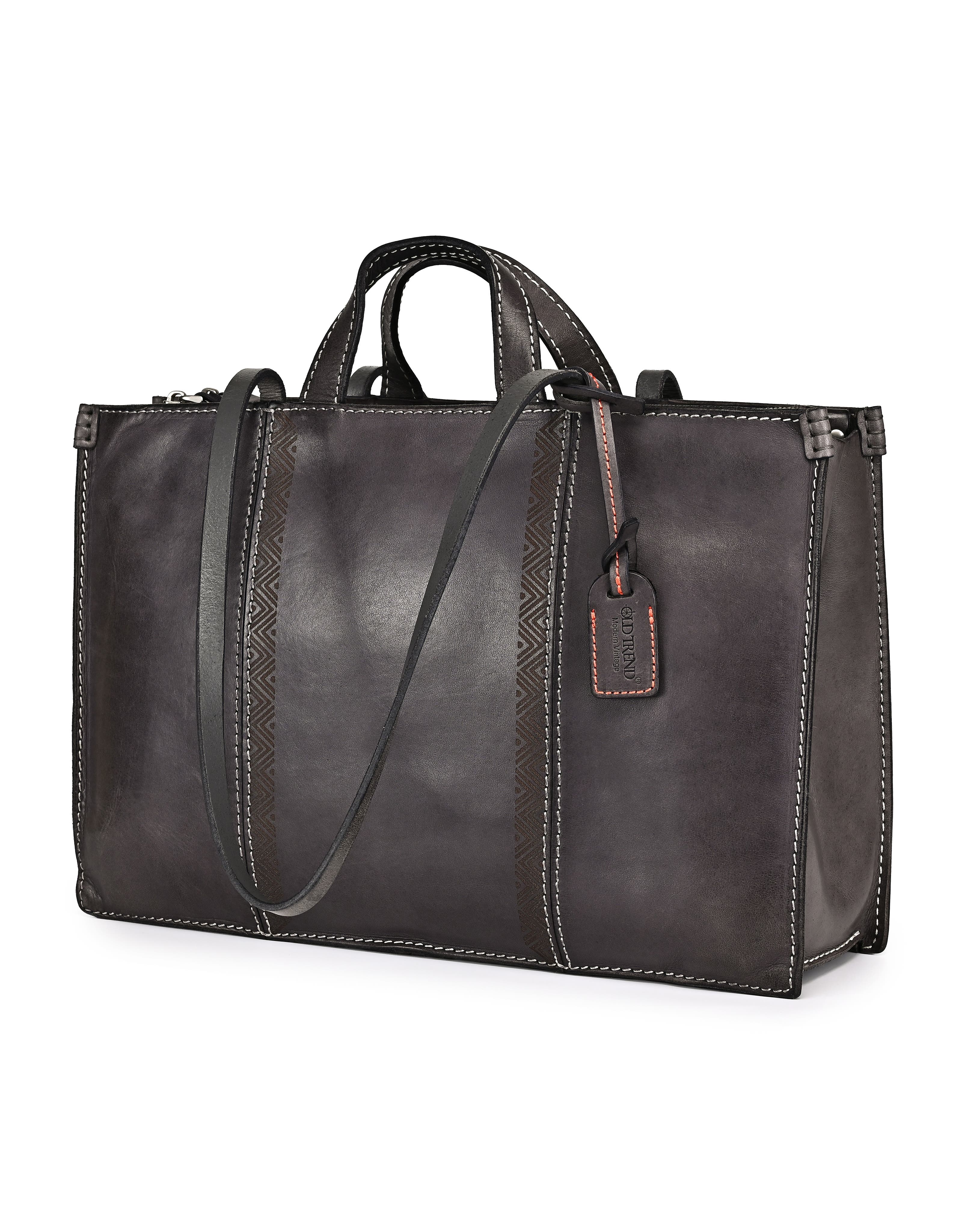 Freesia Genuine Leather Structured Carryall Tote, Alternate, color, Grey