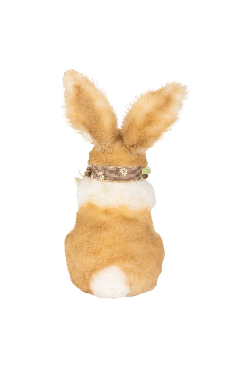 Northlight Plush Rabbit with Floral Bow Easter Figurine - 10.25", Alternate, color, Brown