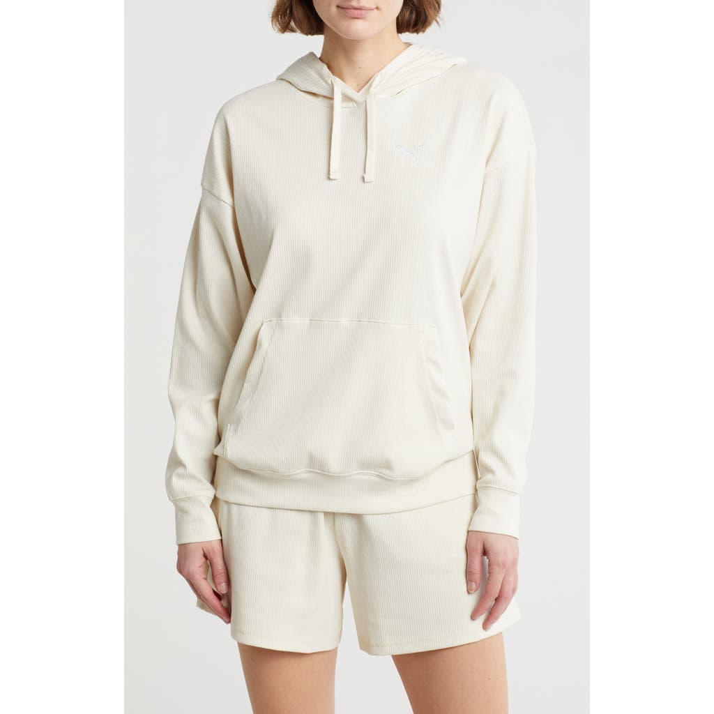Puma Essential Comfort Rib Hoodie In Alpine Snow