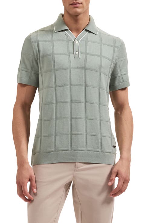 Grid Short Sleeve Cotton & Modal Sweater