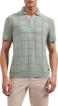 Bugatchi Grid Short Sleeve Cotton & Modal Sweater