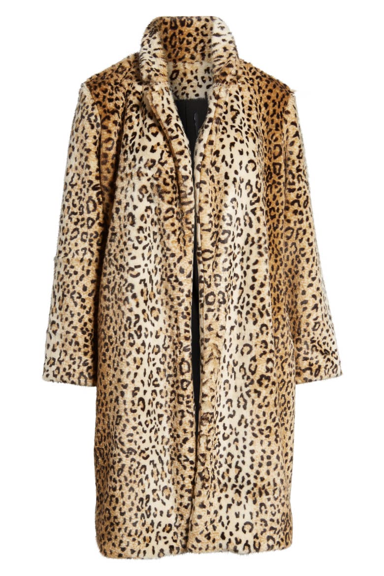 Leopard Print Faux Fur Jacket, Alternate, color, TAN LEOPARD PRINT