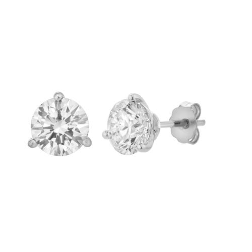 Luvmyjewelry Ellipse 14k Gold Lab Grown Round Solitaire Diamond Earrings In 14k White Gold