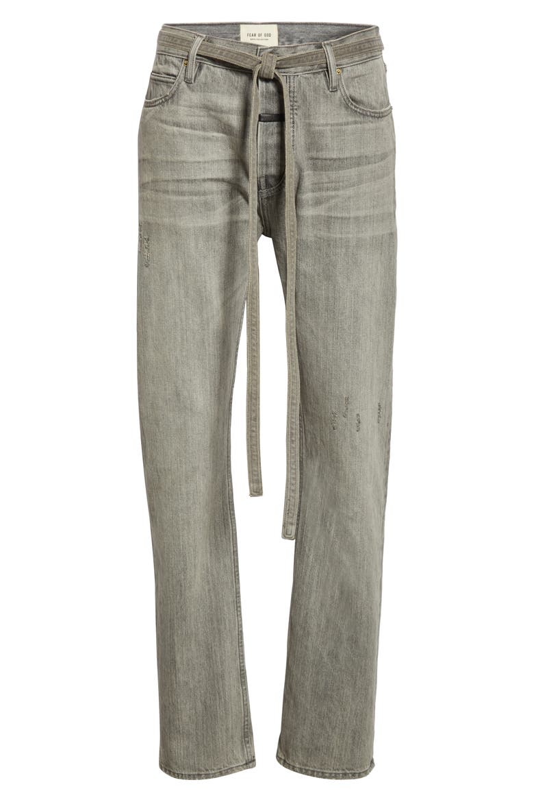 Tie Waist Relaxed Fit Jeans, Alternate, color, GOD GREY