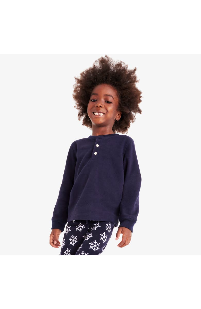 Primary Kids Fleece Pj Henley, Alternate, color, Midnight Navy