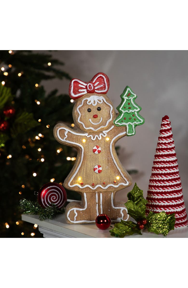 Northlight LED Lighted Gingerbread Girl Christmas Figurine - 15.25", Alternate, color, Brown