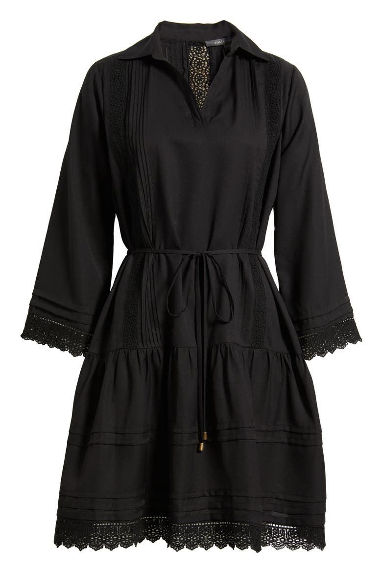 Lace Long Sleeve Shirtdress, Alternate, color, BLACK