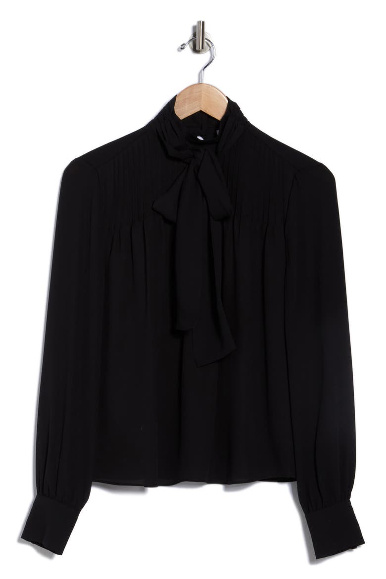 Valentine Tie Neck Top, Alternate, color, BLACK
