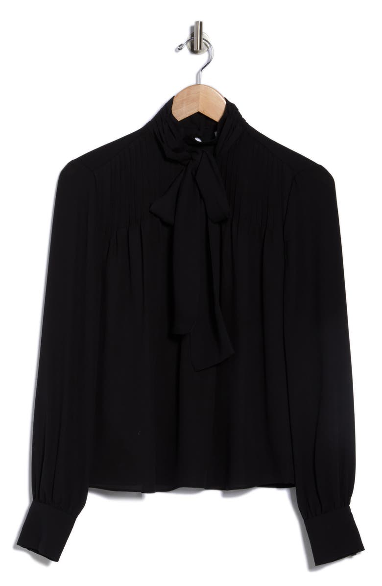 Derek Lam 10 Crosby Valentine Tie Neck Top, Alternate, color, Black