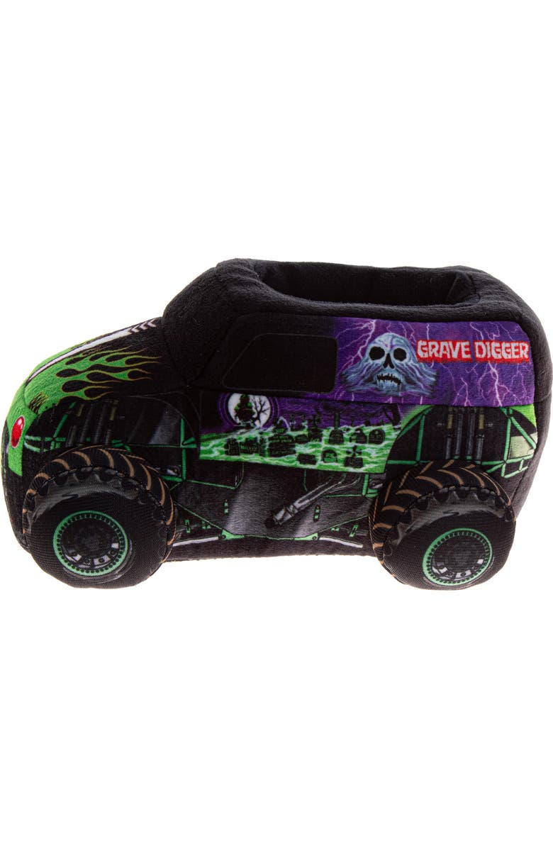 Monster Jam Grave Digger Plush Slippers, Alternate, color, Green Black
