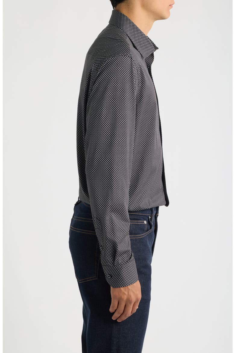 James OoohCotton® Microprint Button-Up Shirt, Alternate, color, BLACK