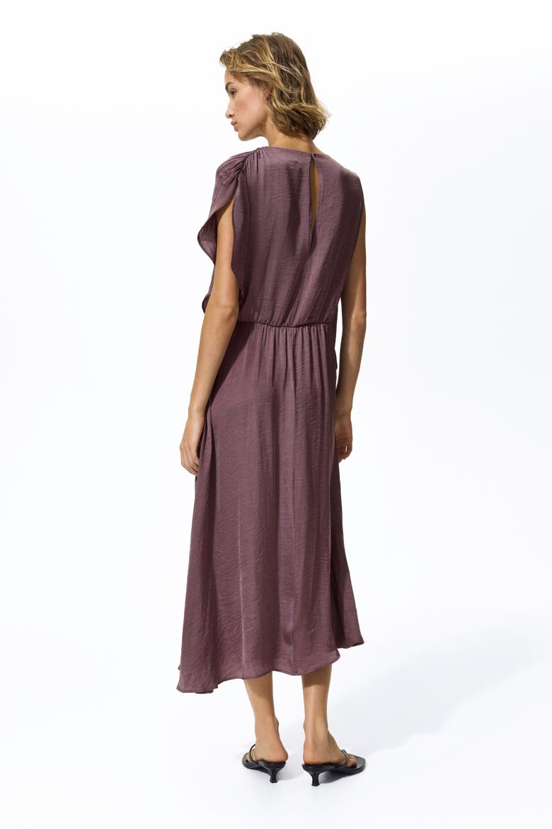 Draped Satin Dress, Alternate, color, Dark purple