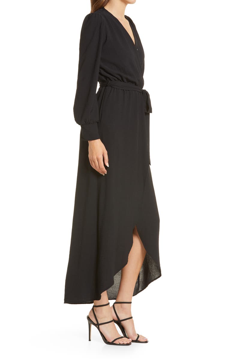 Fraiche by J Long Sleeve Faux Wrap Dress, Alternate, color, 