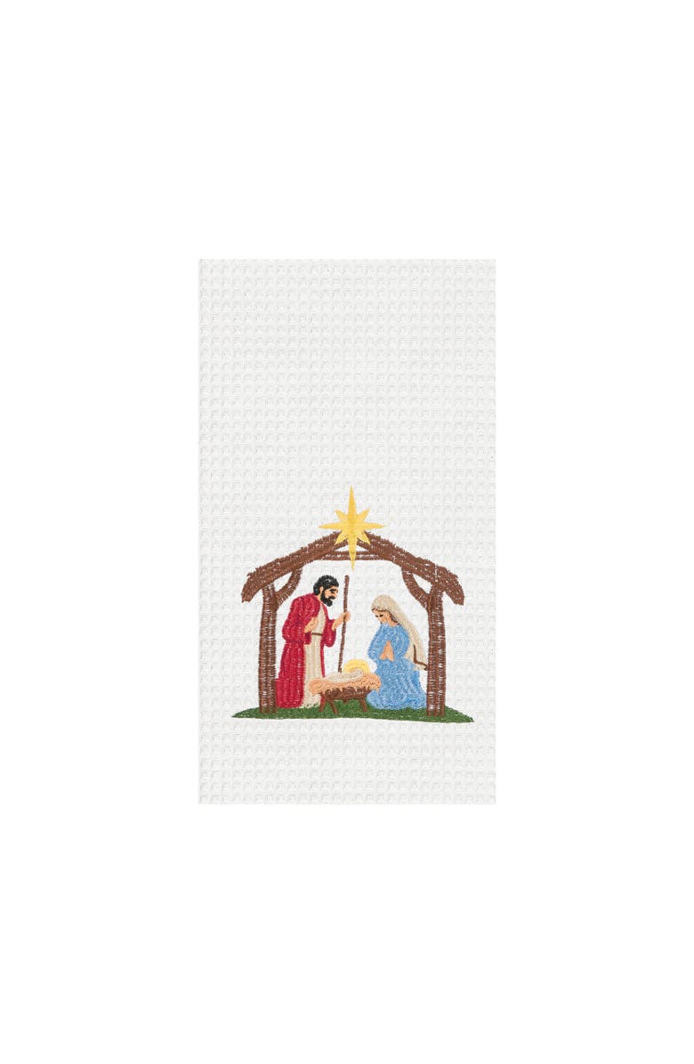 C&F Home Nativity Scene Embroidered Cotton Waffle Weave Kitchen Dishtowel, Main, color, 