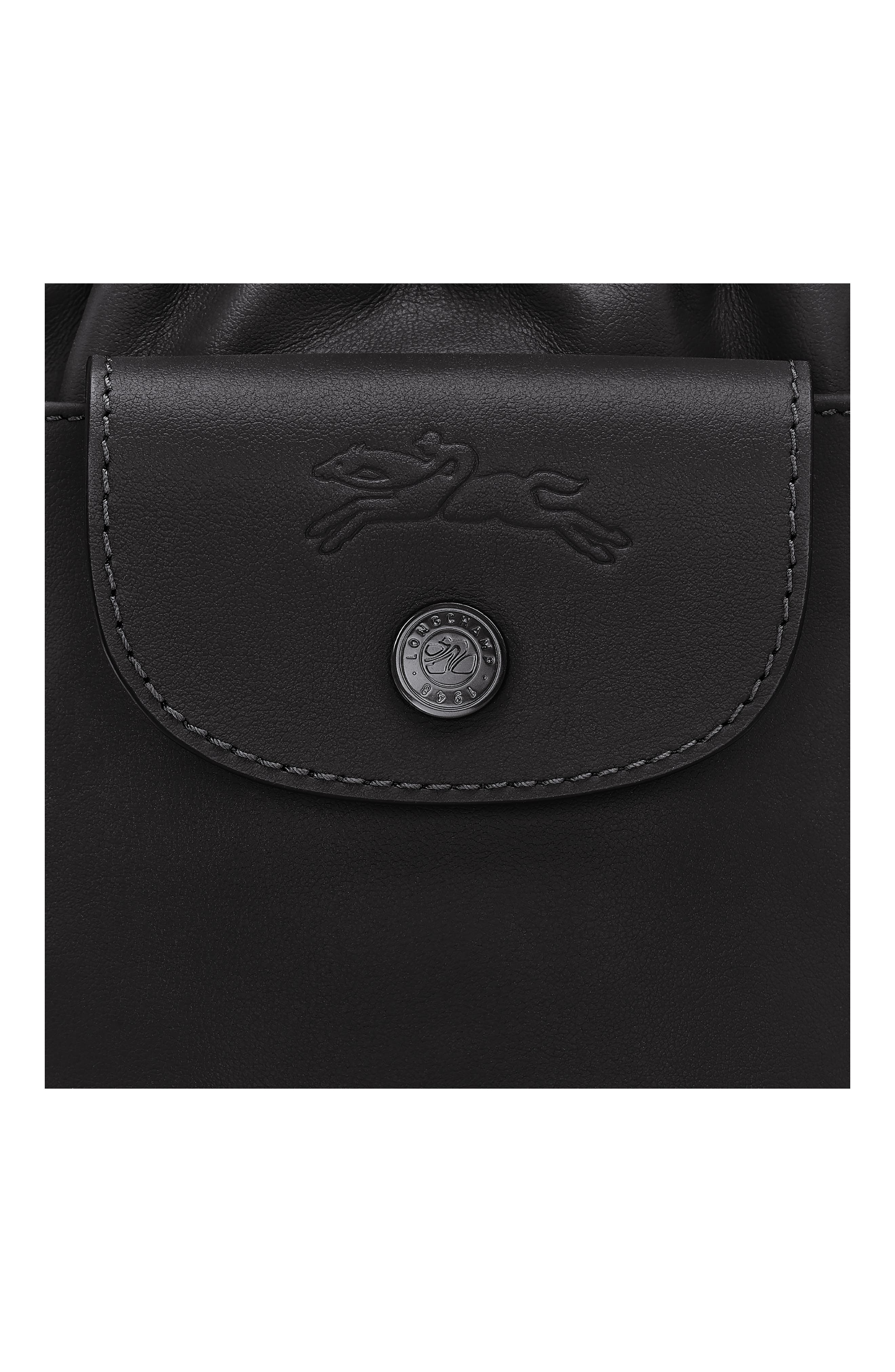 Longchamp Extra Small Le Pliage Xtra Leather Bucket Bag, Alternate, color, Black