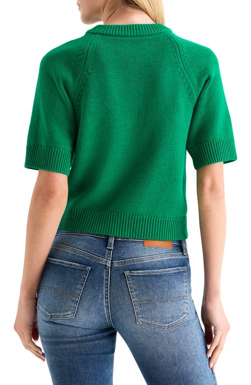Lucky Brand Short Sleeve Crop Cardigan In Green