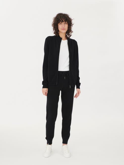 Gobi Mongolian Cashmere Cuffed Cashmere Jogger In Black