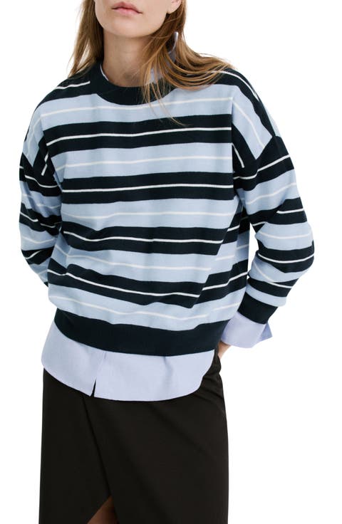 Mixed Stripe Crewneck Sweater