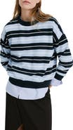 MANGO Mixed Stripe Crewneck Sweater