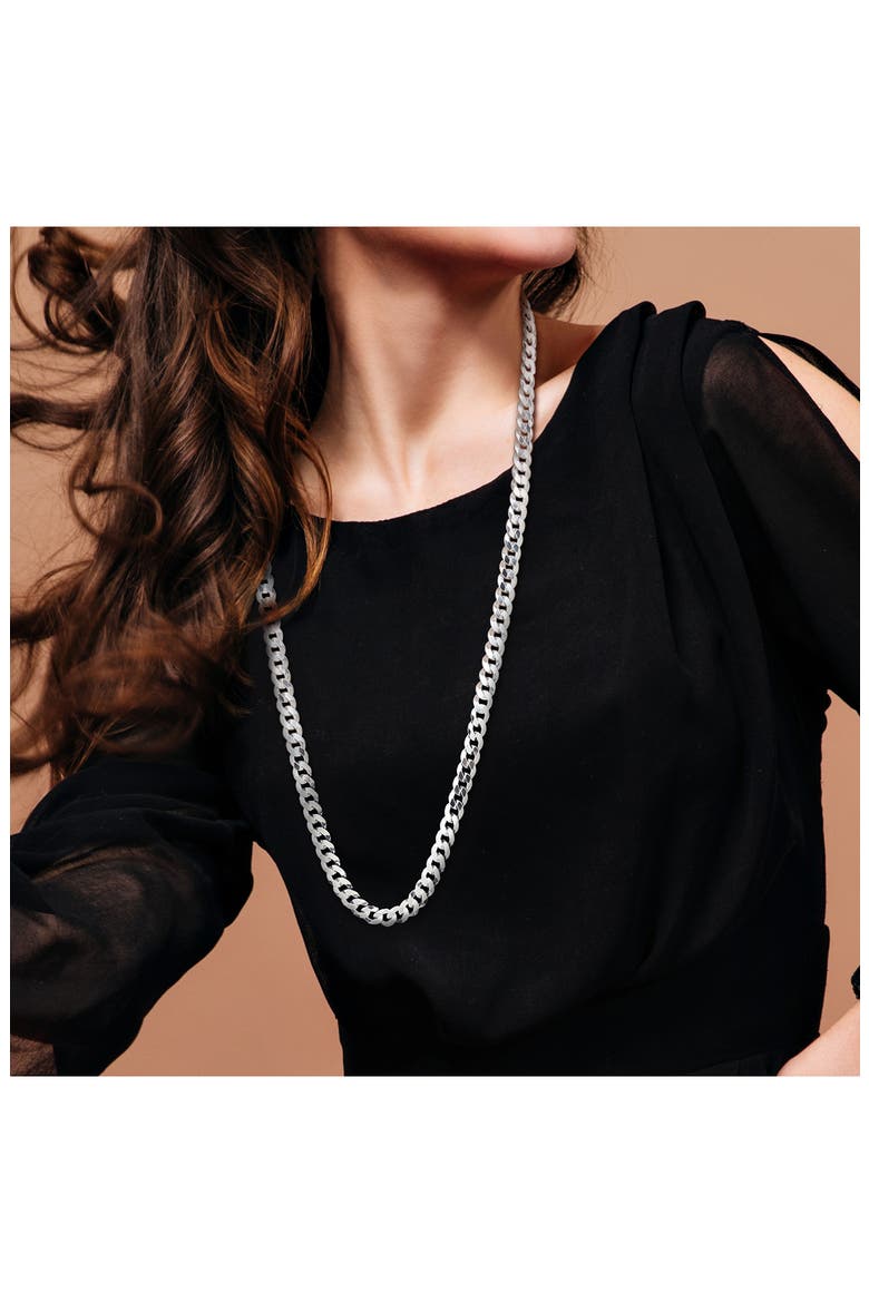 Sterling Silver Bevel Curb Chain Necklace, Alternate, color, SILVER