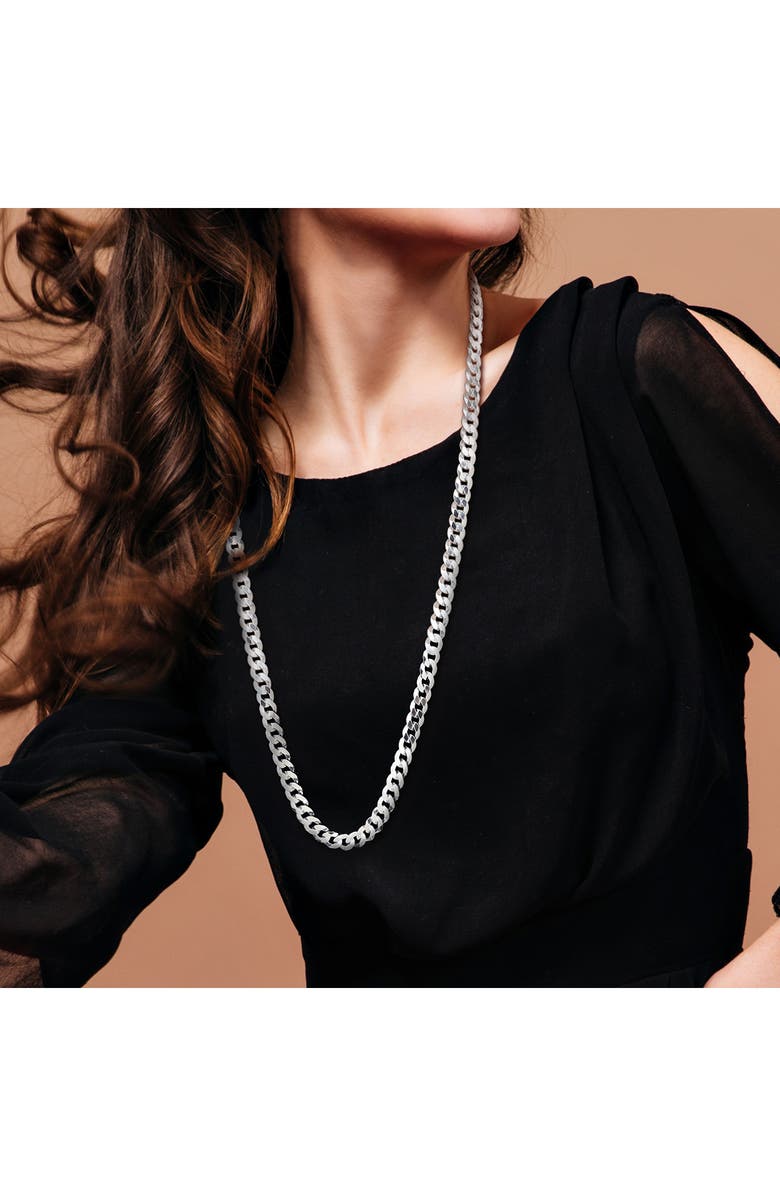 DELMAR Sterling Silver Bevel Curb Chain Necklace, Alternate, color, Silver