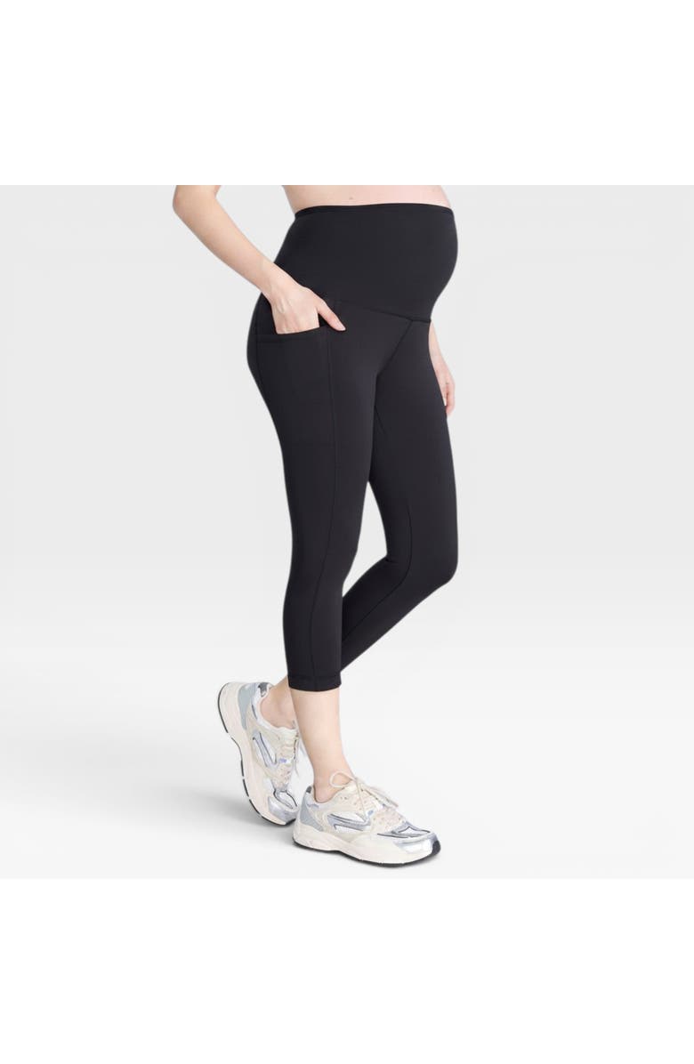 MOTHERHOOD MATERNITY High Waist Over the Belly Active Pocket Crop Legging, Alternate, color, Black