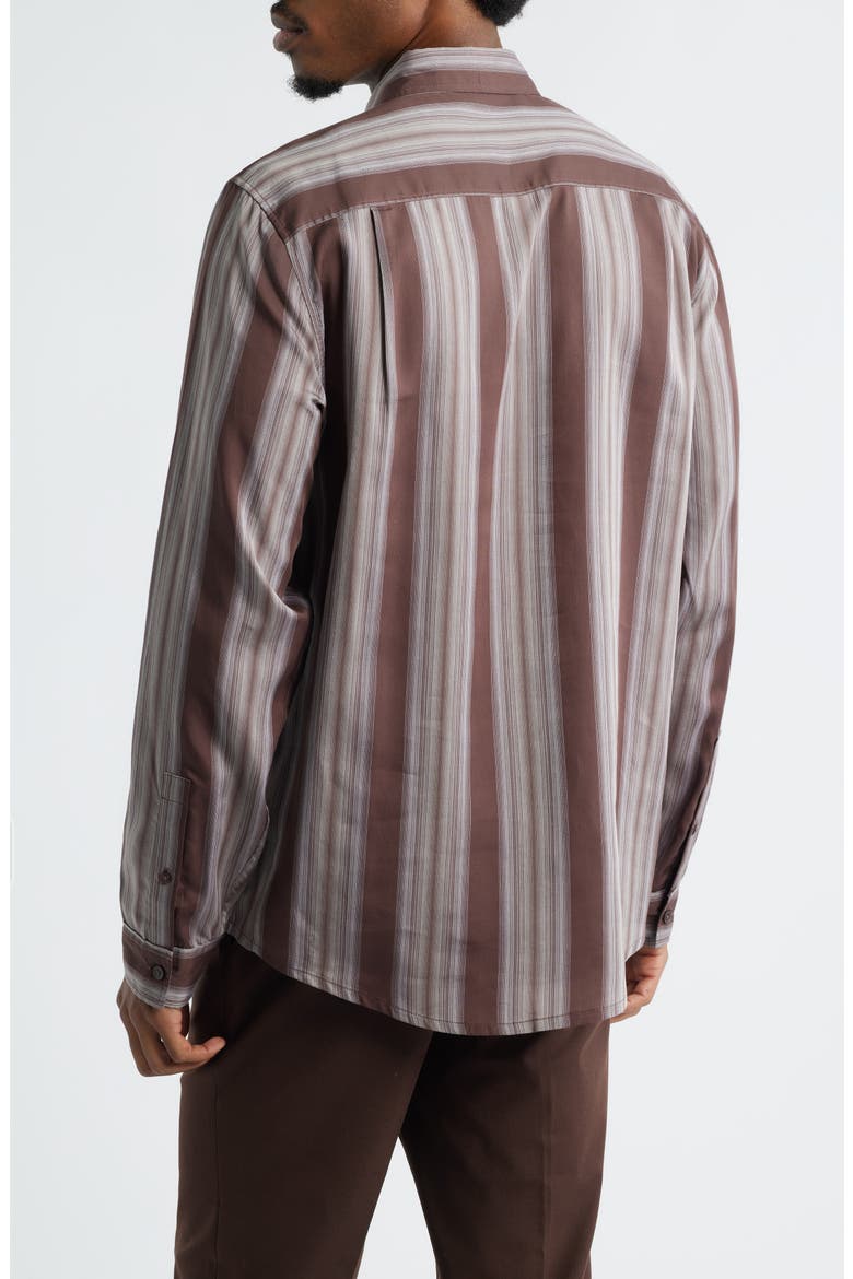 Stripe Long Sleeve Button-Up Shirt, Alternate, color, BROWN FADING STRIPE