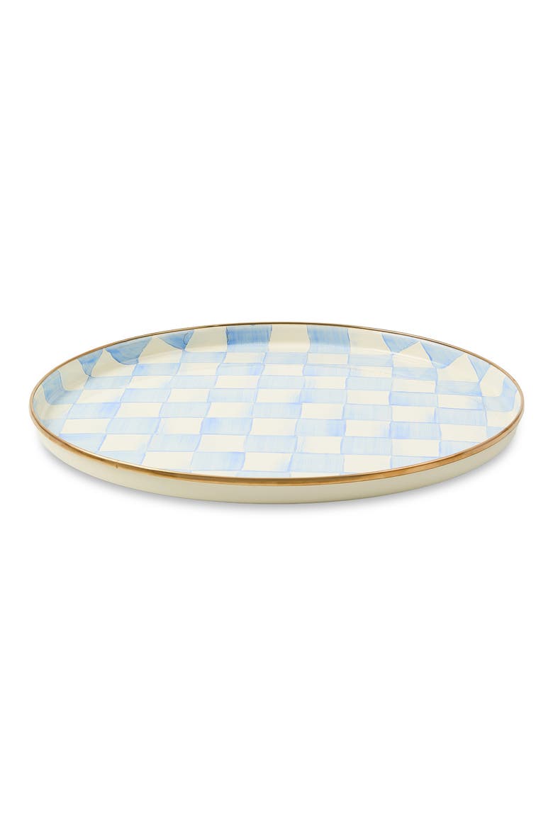 Sky Check Enameled Steel Round Tray, Alternate, color, SKY CHECK