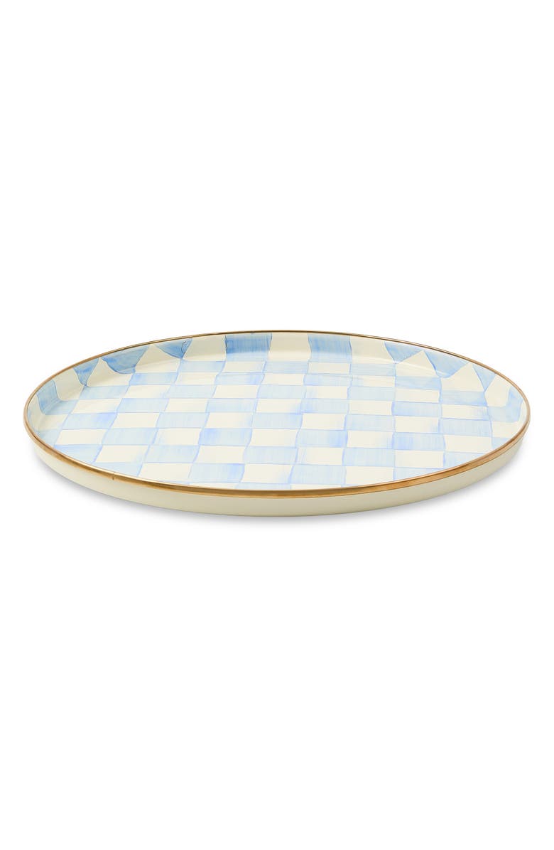 MACKENZIE CHILDS Sky Check Enameled Steel Round Tray, Alternate, color, Sky Check