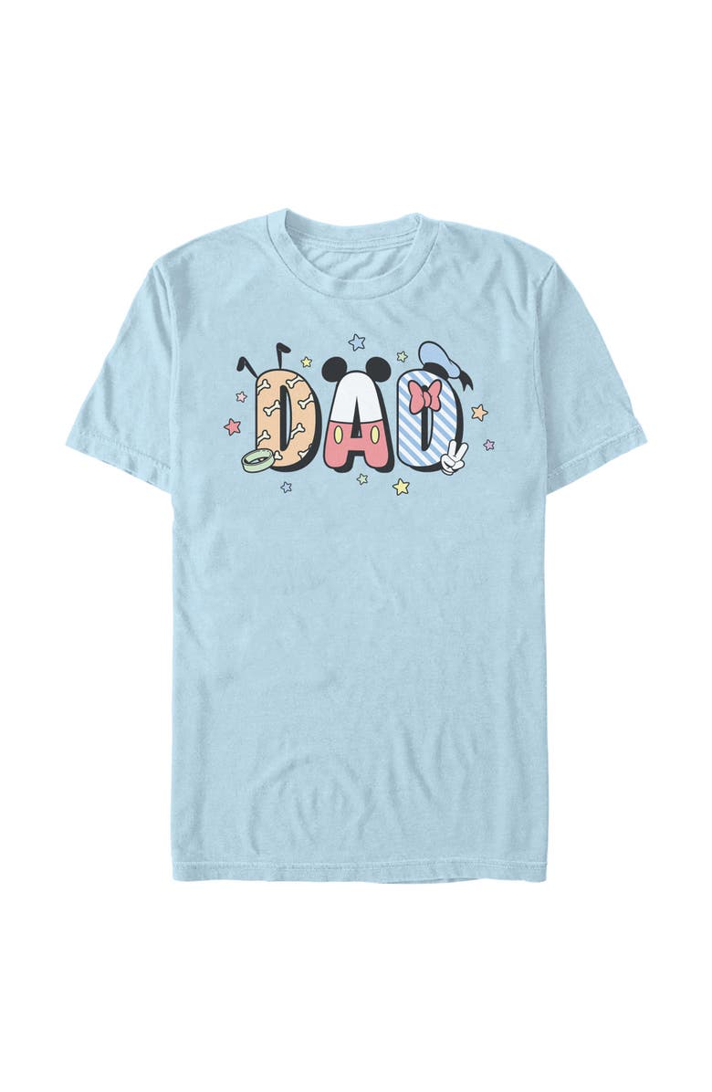 Mickey & Friends Men's Mickey & Friends Cute Dad Letters  Graphic T-Shirt, Main, color, Light Blue