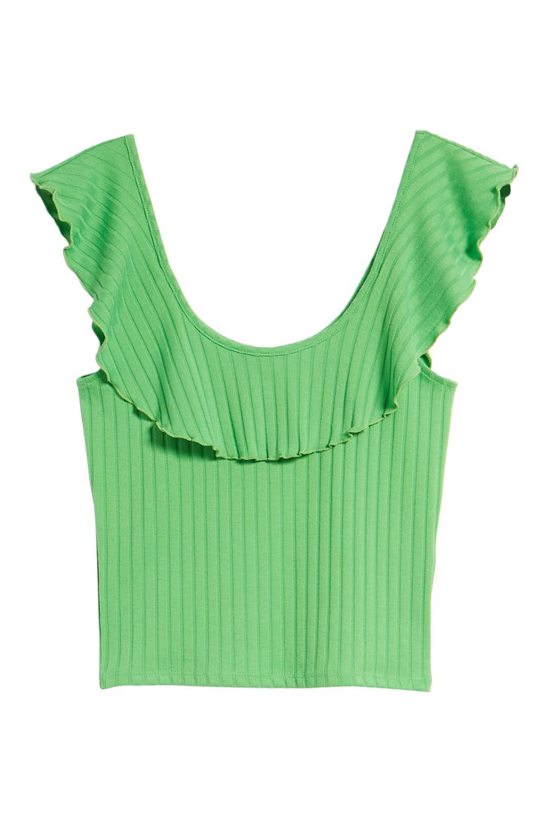 Ruffle Rib Knit Tank, Alternate, color, GREEN CLASSIC