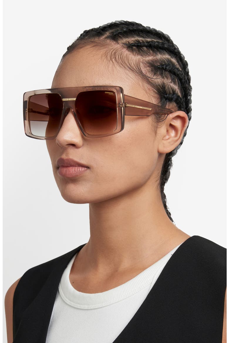 Victory 60mm Square Sunglasses, Alternate, color, NUDE GOLD/ BROWN