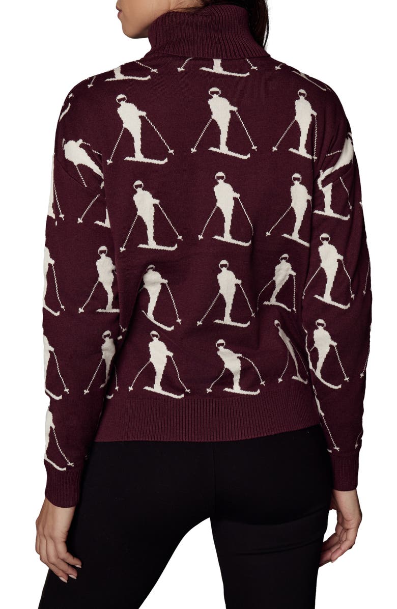 Alp N Rock Dani Skier Jacquard Organic Cotton Blend Turtleneck Sweater, Alternate, color, Dark Cherry