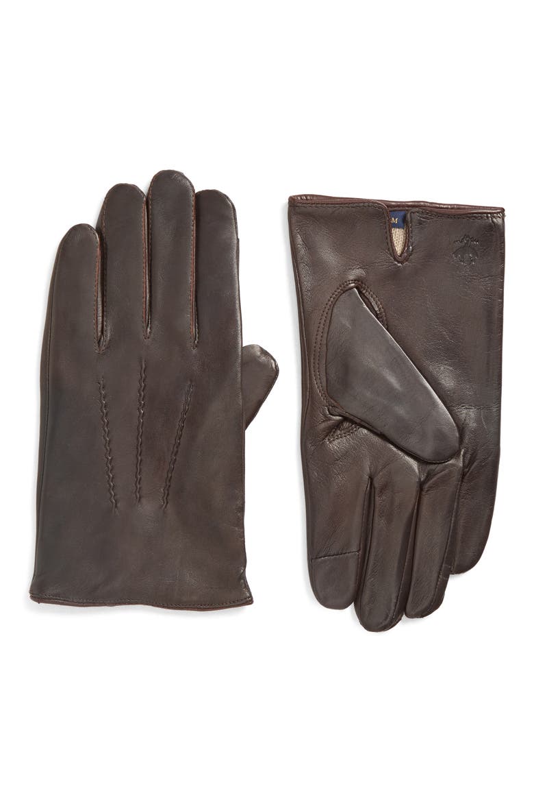 Classic Leather Gloves, Main, color, DARK BROWN