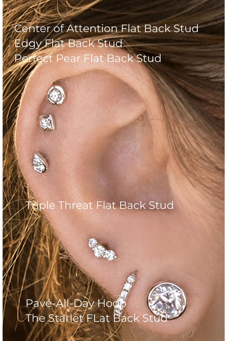 The Triple-Threat Flat Back Stud, Alternate, color, White Gold