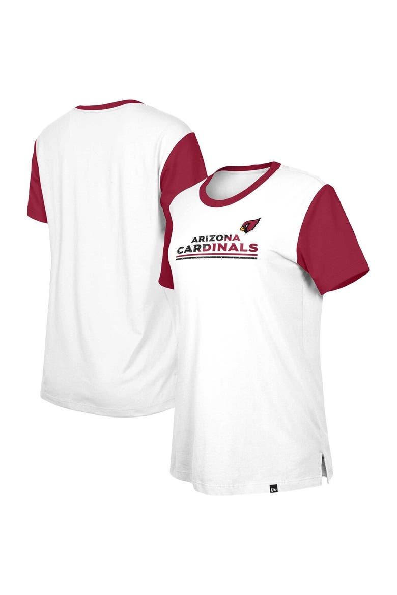 Women's New Era  White/Cardinal Arizona Cardinals Third Down Colorblock T-Shirt, Main, color, White