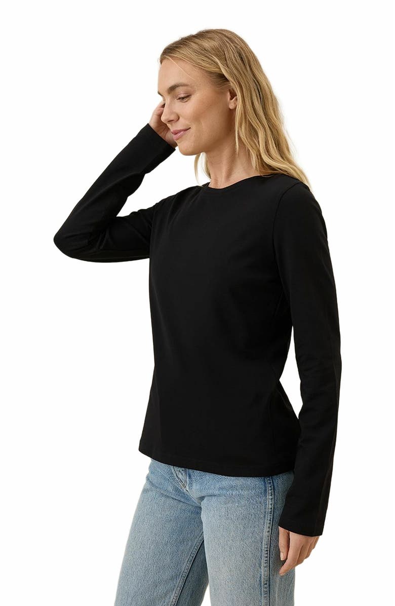 Pact Luxe Stretch Jersey Slim Long Sleeve Tee, Alternate, color, Black