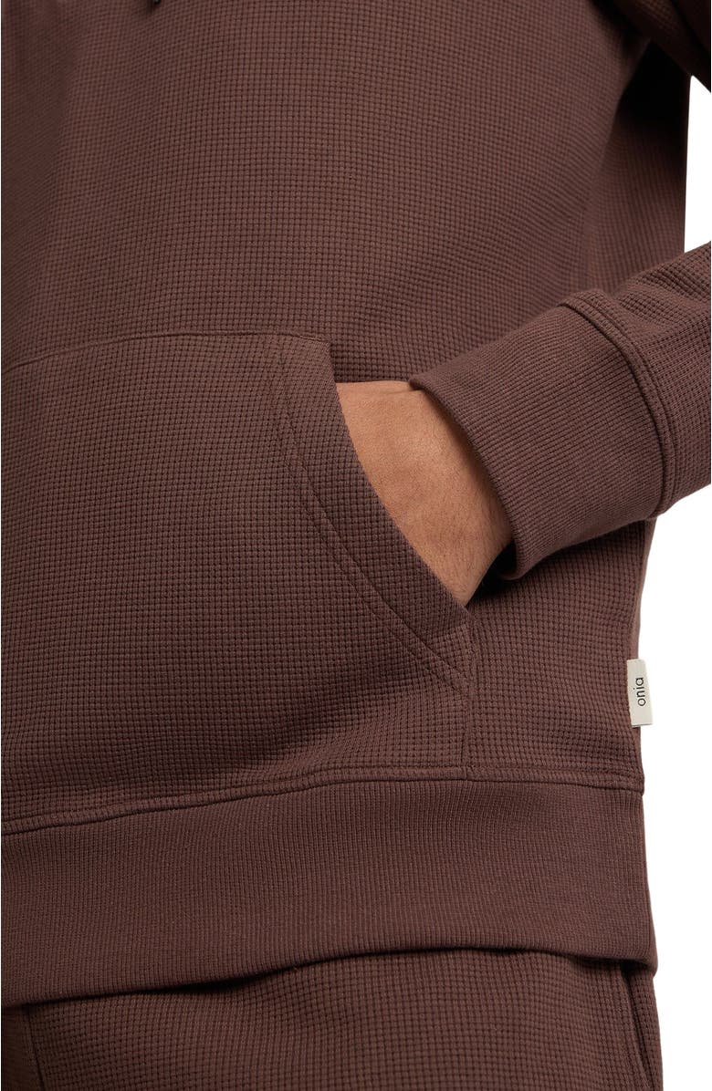 Onia Heavyweight Cotton Waffle Hoodie, Alternate, color, Java