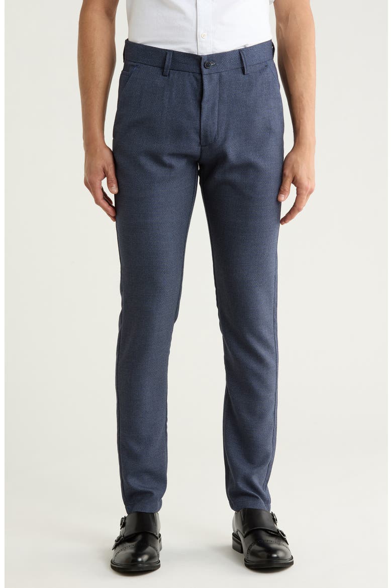 Plaid Straight Leg Trousers, Main, color, NAVY