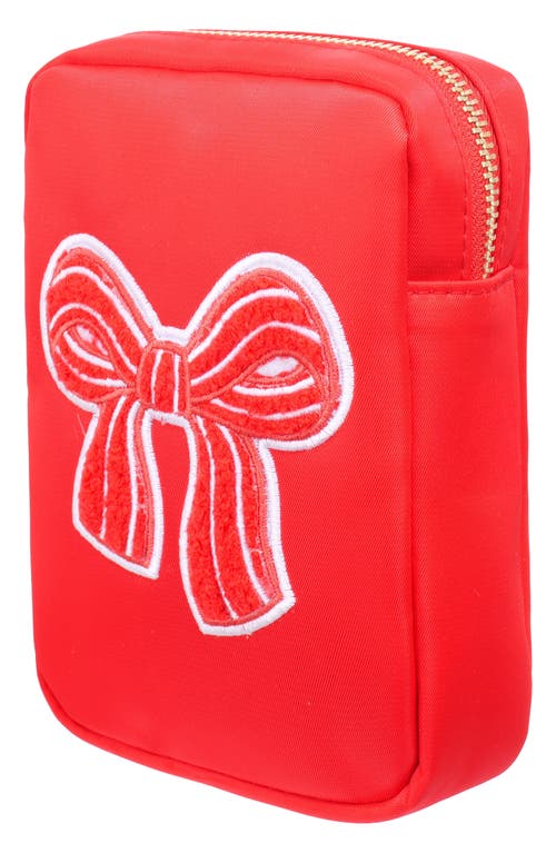 Bloc Bags Mini Bow Cosmetics Bag In Red/red Stripe