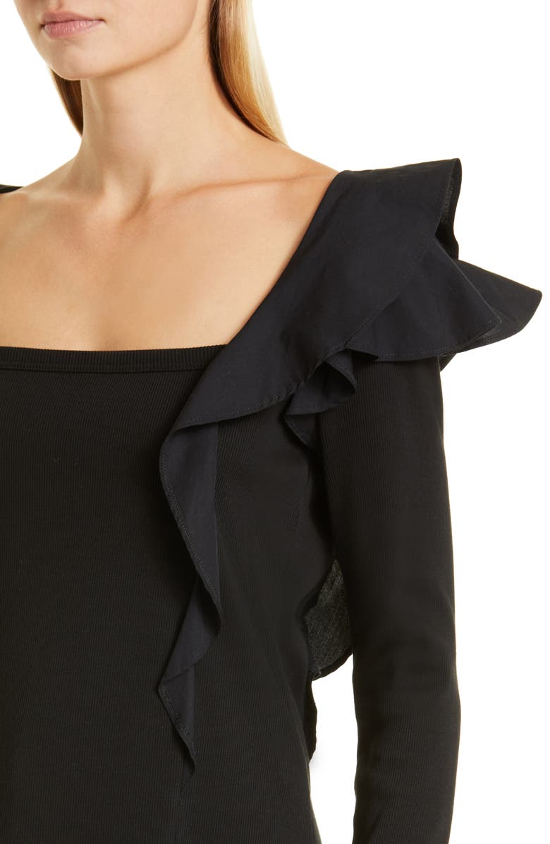 Veronica Beard Gidea Ruffle Mixed Media Top, Alternate, color, 