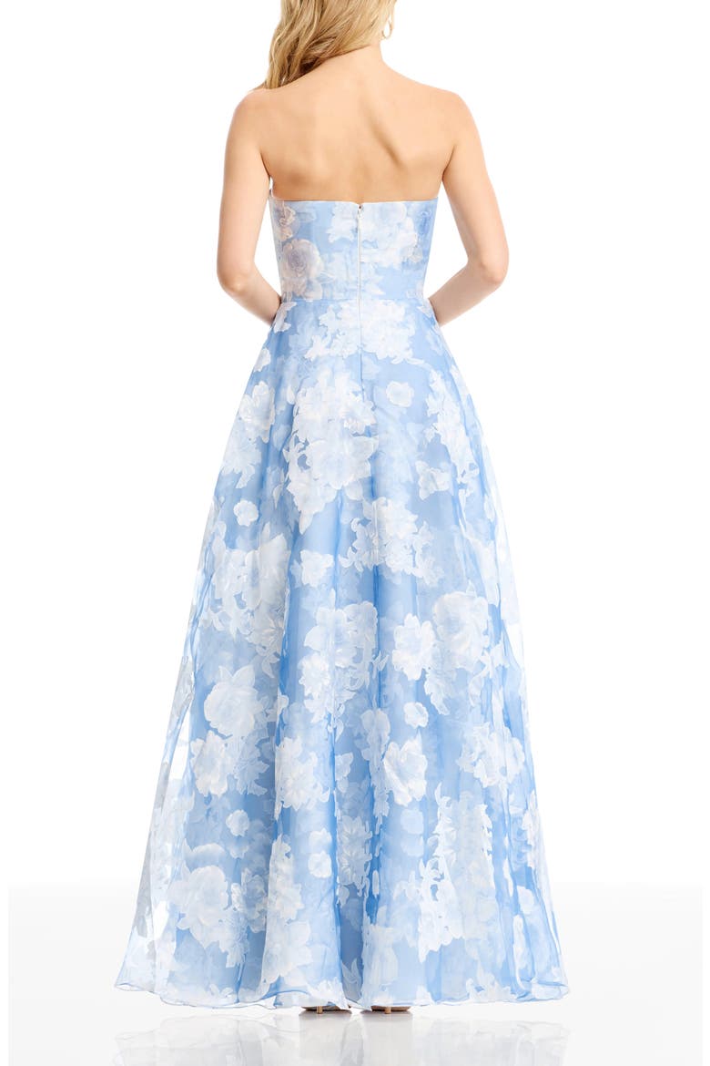 Kit Floral Strapless A-Line Gown, Alternate, color, SKY MULTI