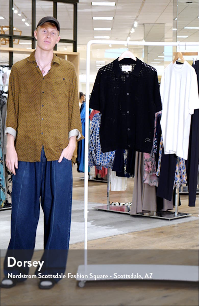 Pointelle Stitch Short Sleeve Cotton Knit Button-Up Shirt, sales video thumbnail